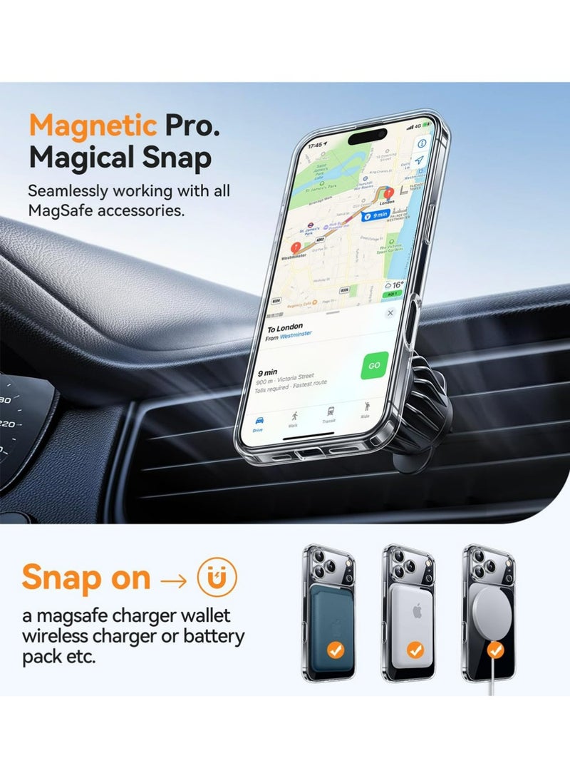 PULUZ iPhone 17 Pro Max Case Crystal Clear MagSafe, Magnetic Slim Shockproof Cover, Corner Air Pockets, 1.0mm Raised Camera/Screen, Wireless Charging Compatible, Lanyard Hole - Image 4